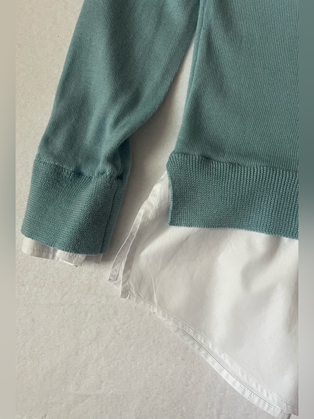 Pearl By Lela Rose 2-in-1 Layered Merino Wool Sweater Size M, Lt.. Turq., EUC - Picture 4 of 16